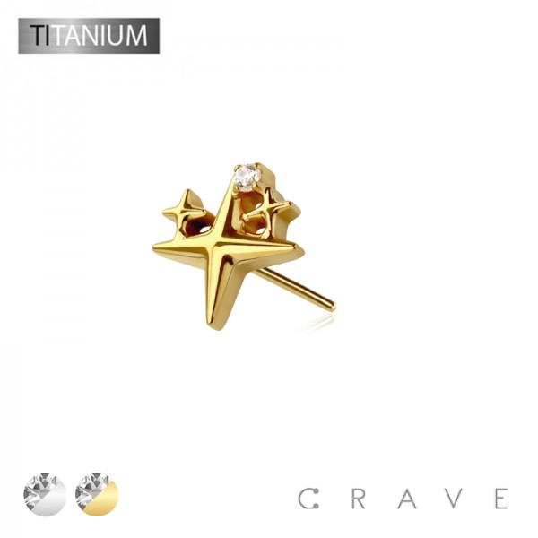 IMPLANT GRADE TITANIUM THREADLESS PUSH IN CZ MULTI STAR TOP PART